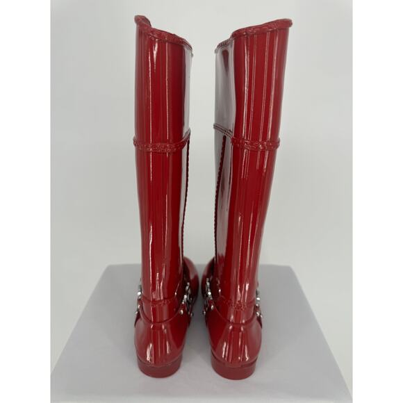 Michael Kors Fulton Harness Rain Boots Red Cabin City Fall Spring Chic Size 6 - Picture 4 of 9
